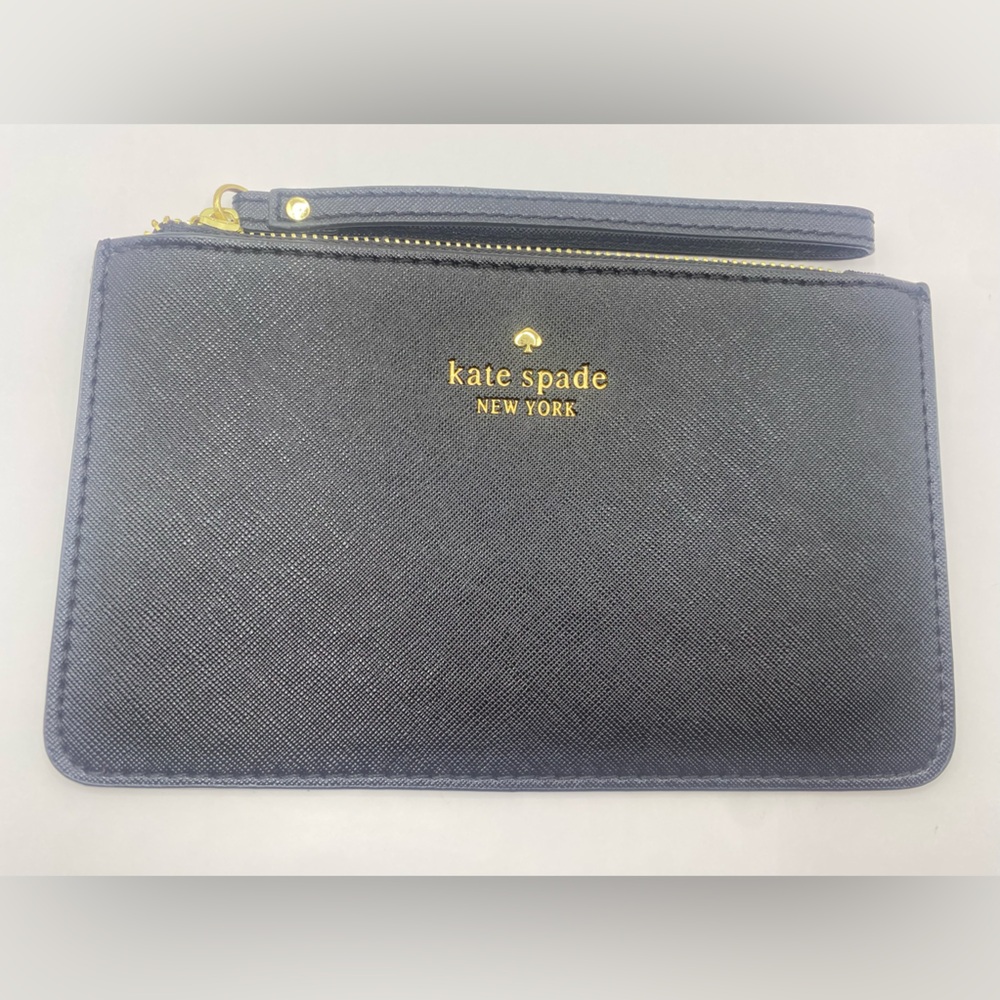 Kate Spade black leather wristlet/ clutch